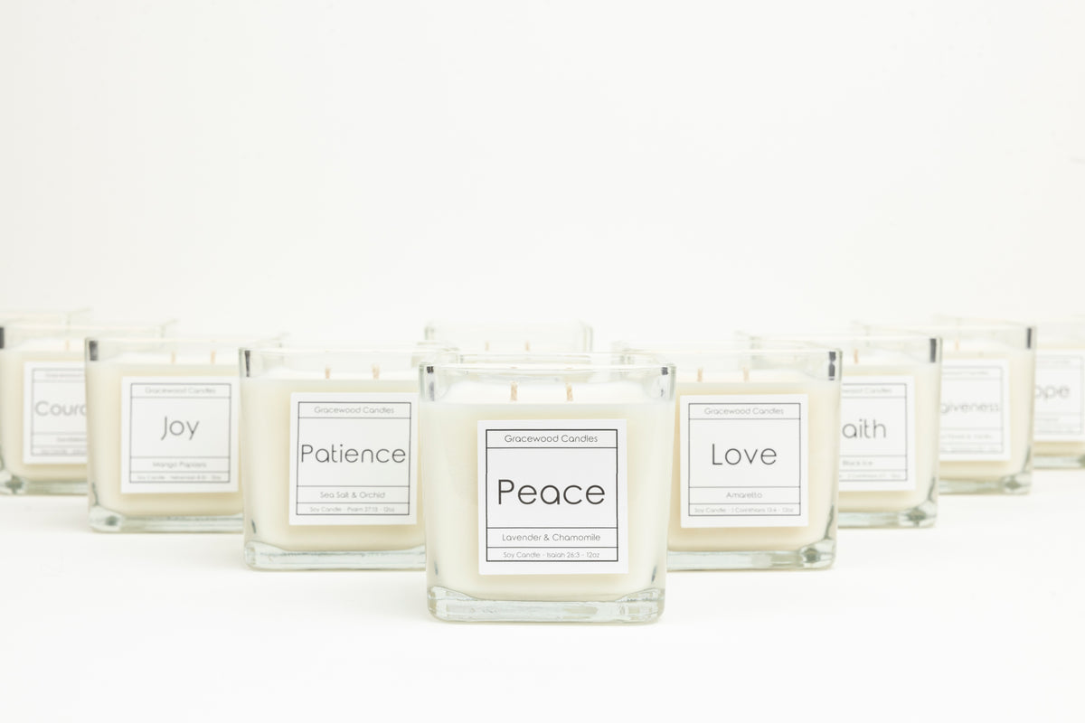 candles, soy candles, candle for stress relief, gracewood, gracewood candles, candle for mom, candle for friend, peace candle, candle making grand rapids, scented candle, candle gift, scripture candle, spring candle, benefits of soy wax, benefits of soy candle, cozy home, candle for birthday, christian candle company, candle with scripture, 
